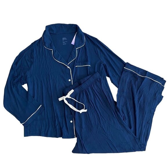 Stars Above Womens Navy Blue Long Sleeve Top & Pants Pajama Set Plus 1X 2X 3X - Picture 1 of 10